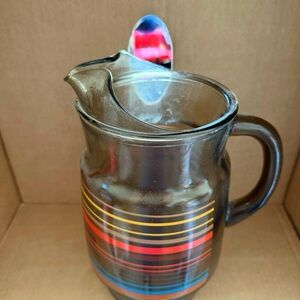 Anchor Hocking Multicolor‎ Striped Glass Jug
